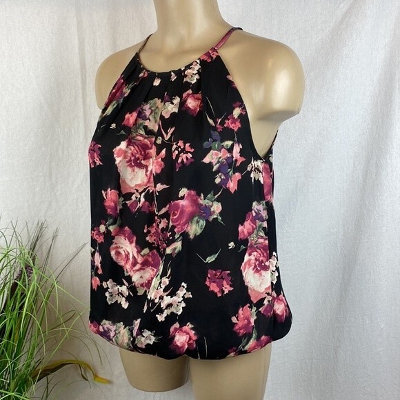Joie 100% Silk All In Good Time Sleeveless Dark Floral Blouse Top S - Picture 3 of 11